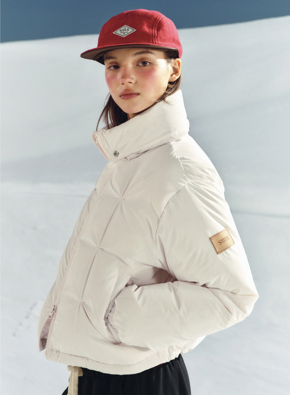 [satur] (W) Orta 2-Way Collar Duck Down Padding - Light Pink