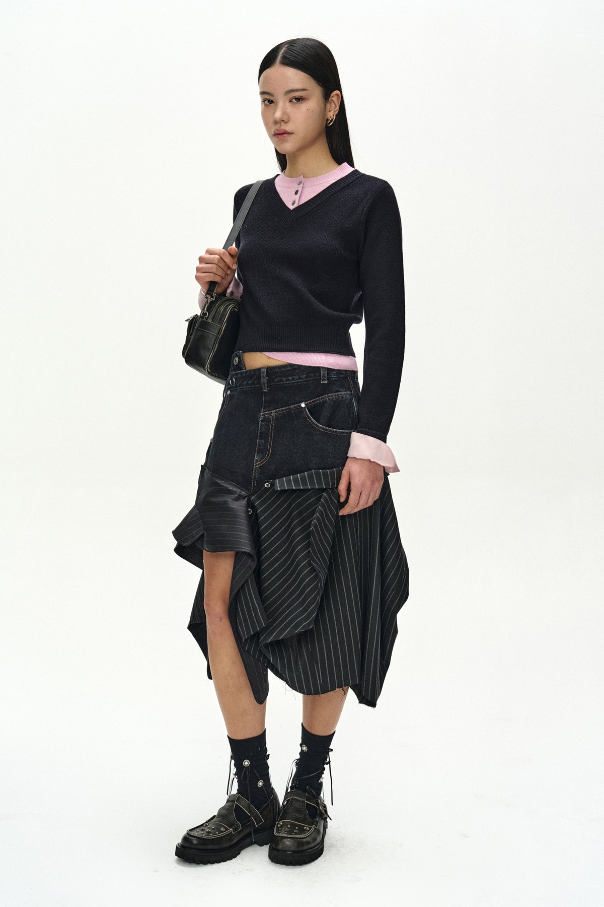 Andersson Bell Reworked Denim Panel Wrap Skirt