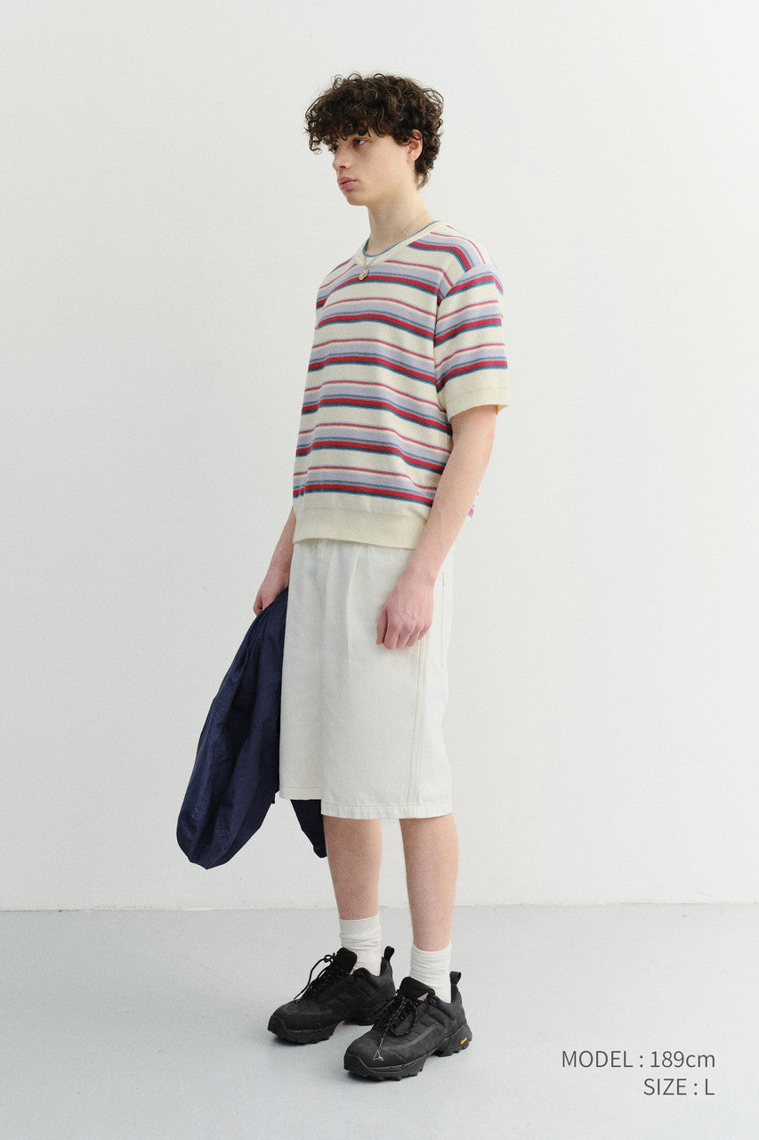 Dunst Pleated Bermuda Denim Shorts Cream