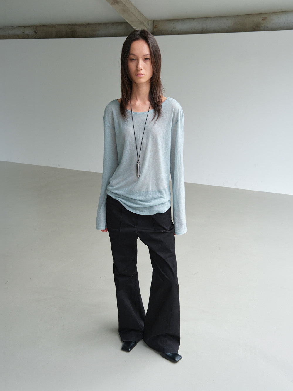 Low Classic Wool Tencel Long Sleeve T-Shirt Sky Blue