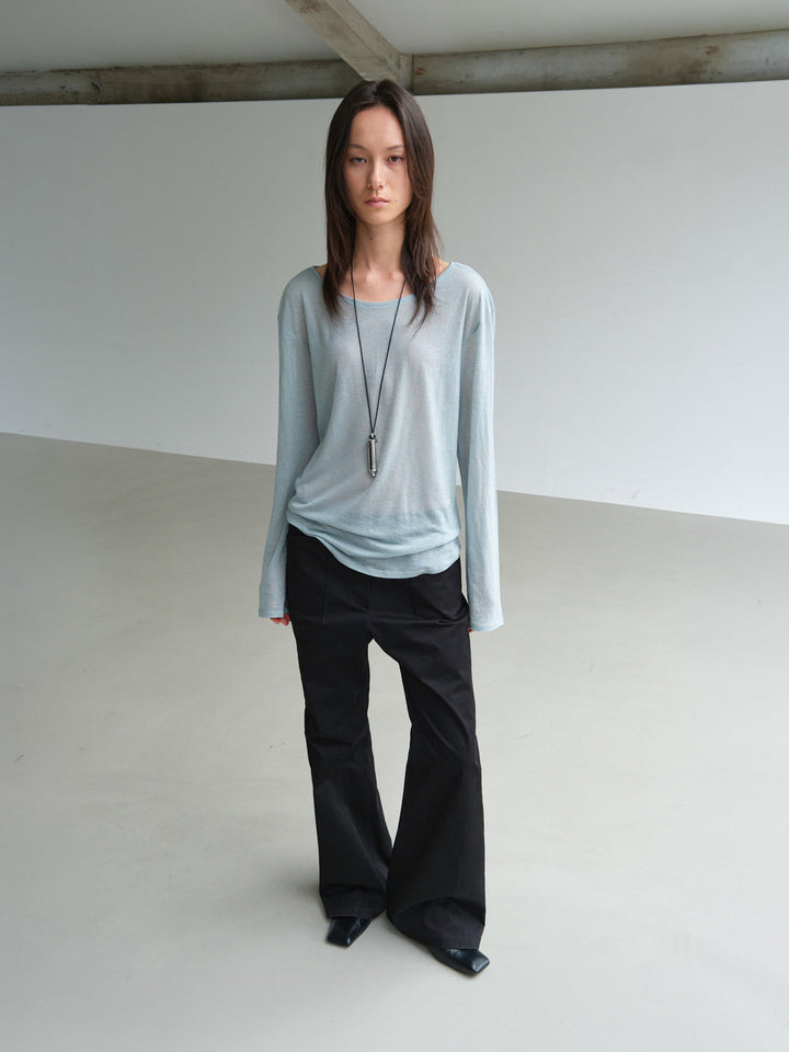 Low Classic Wool Tencel Long Sleeve T-Shirt Sky Blue