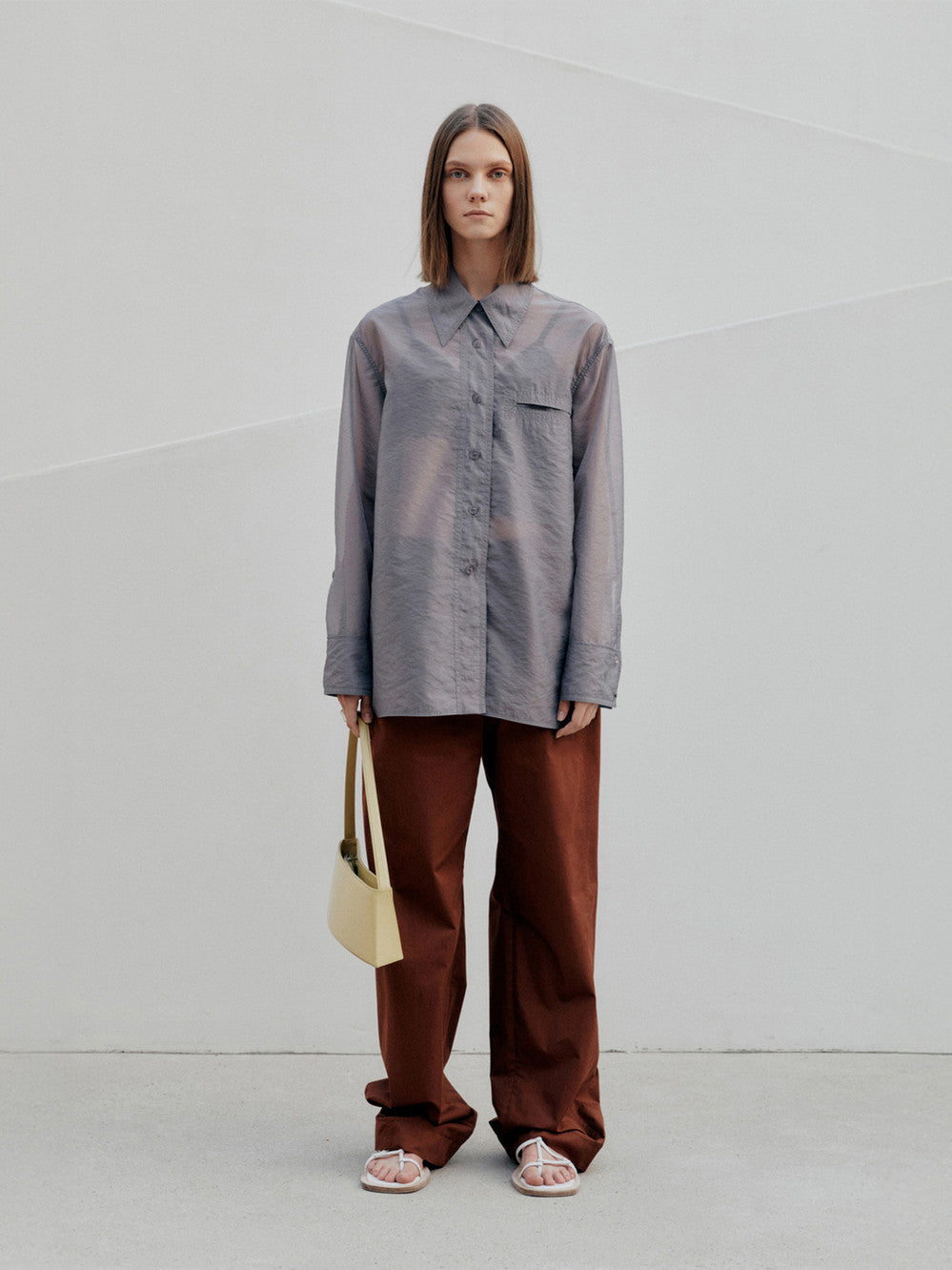Low Classic See-Through Stitch Shirt Deep Purple