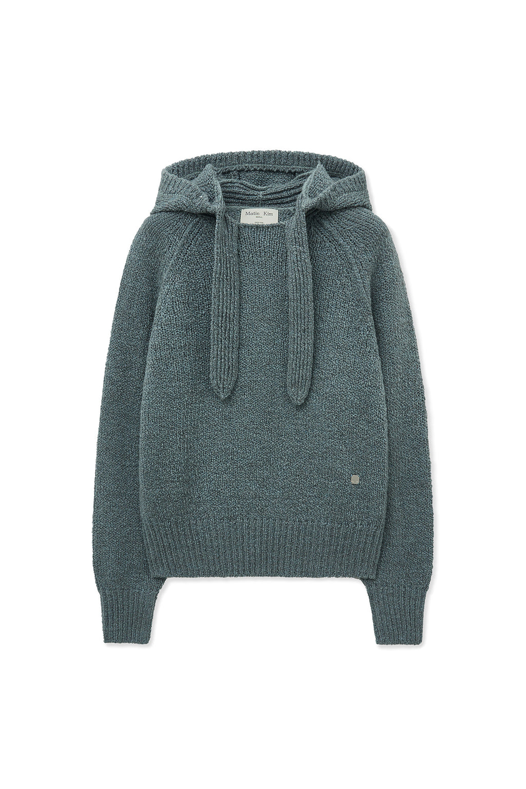 [matinkim] MUFFLER POINT HOODY PULLOVER IN BLUE