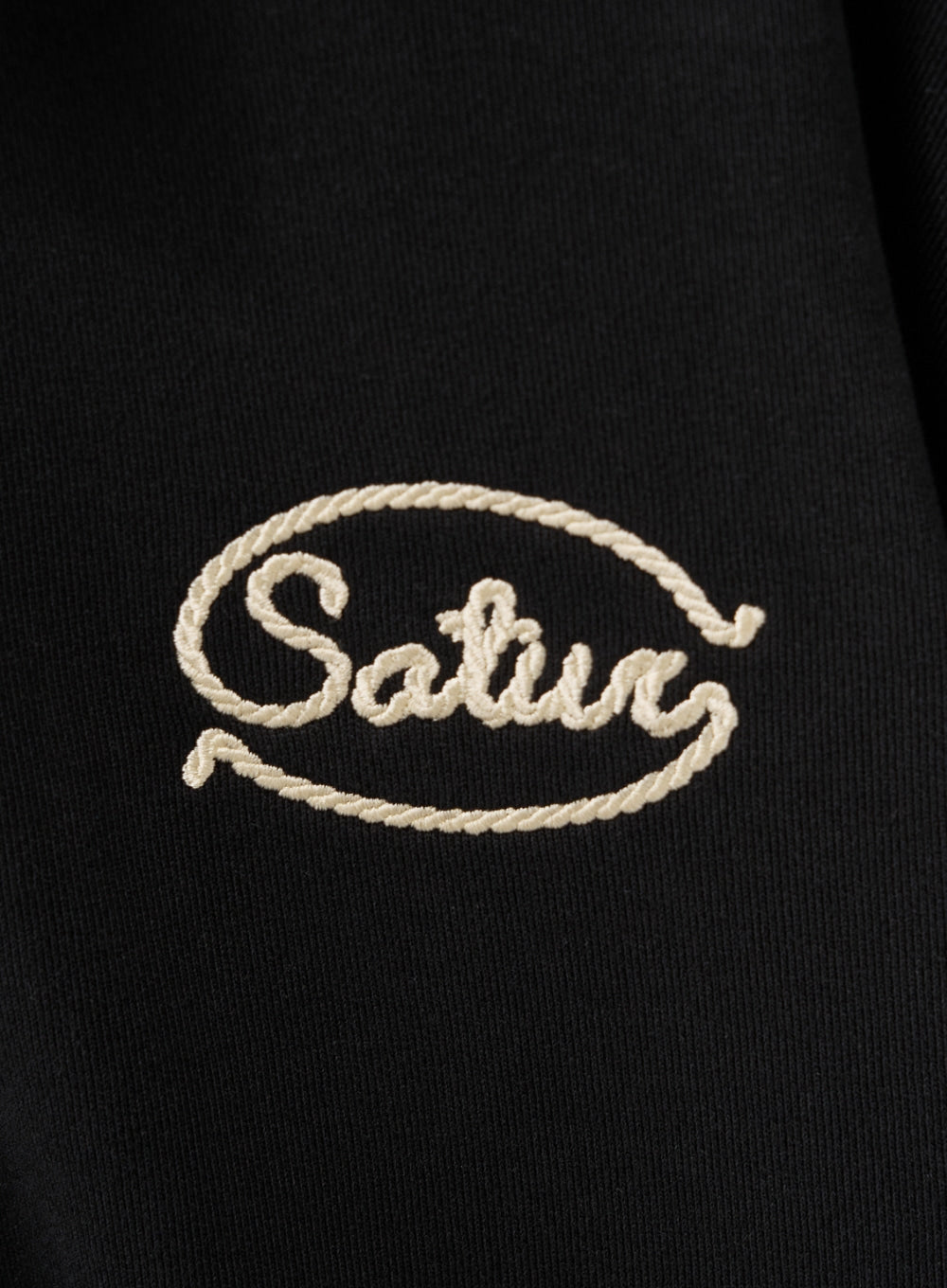 [satur] Rope Logo Loose Fit Collar Sweatshirt - Black