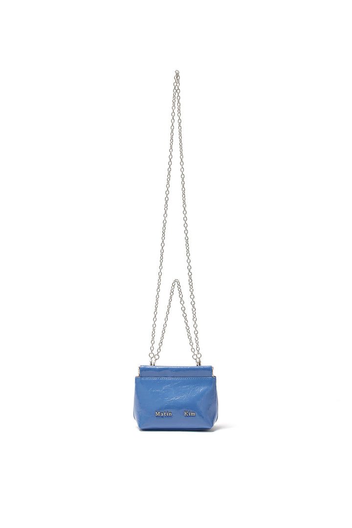 Matinkim Glossy Leather Mini Wallet Bag IN Smoke Blue
