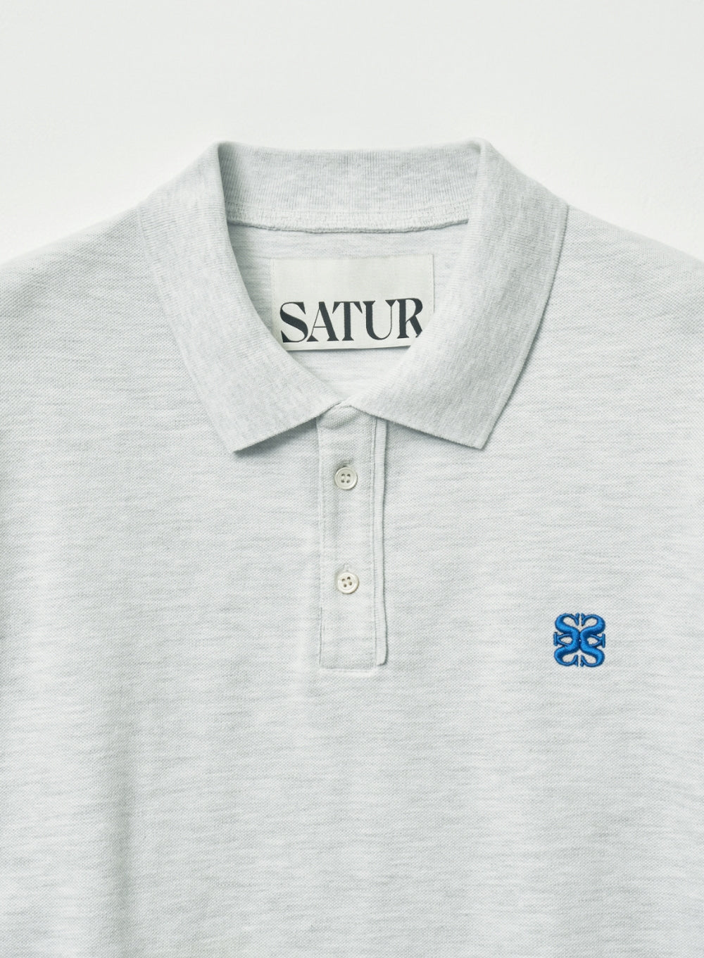 [satur] (W) Basic Pique Polo T-Shirt - Melange White