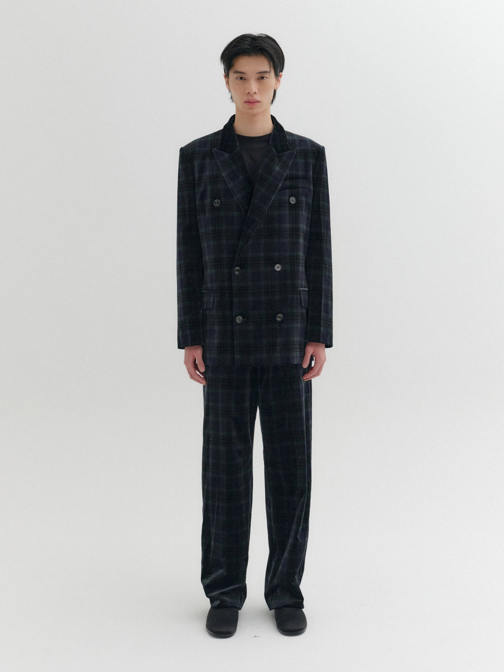 EENK Double-Breasted Blazer - Navy Check