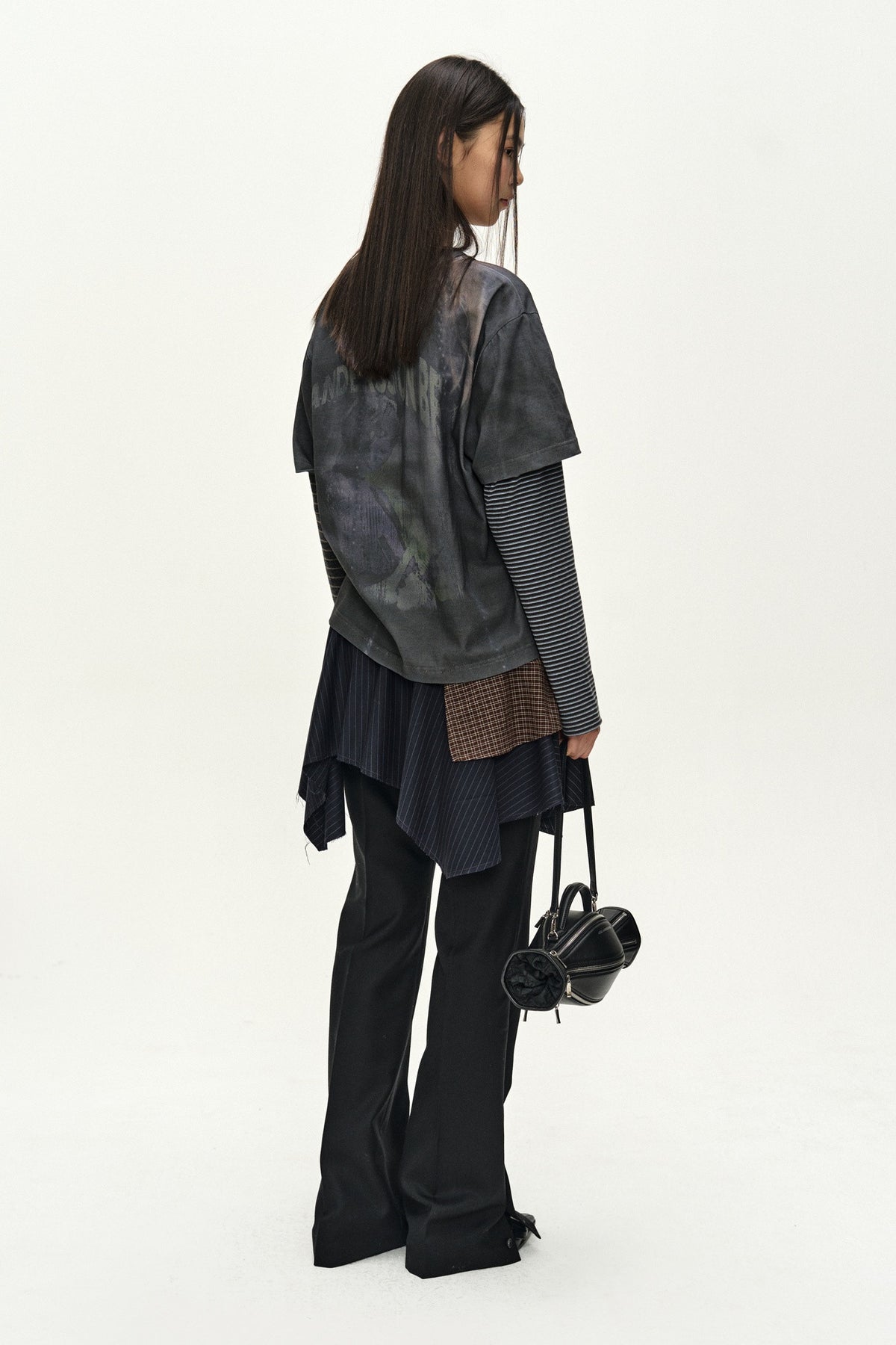 Andersson Bell Mixed Stripe Sleeve Layered Top