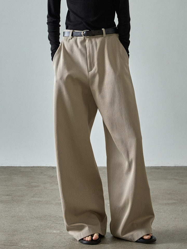 Facade Pattern Relaxed Cotton Pants olive beige