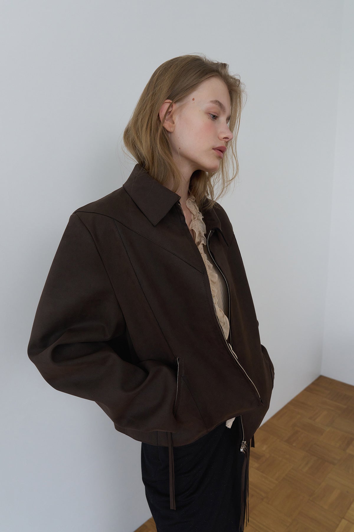 Overdueflair Western Suede Jacket Brown