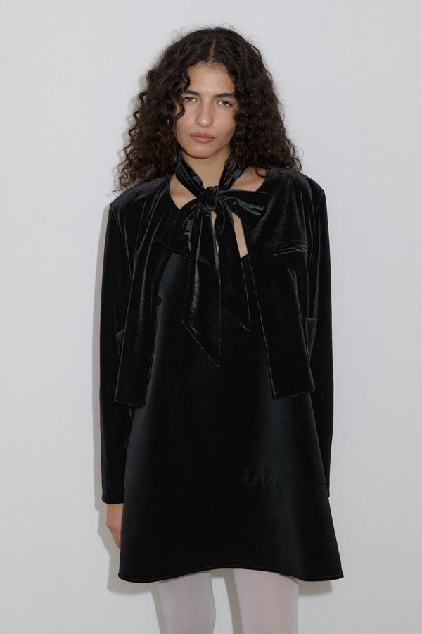 Overdueflair Velvet Tie Jacket Black