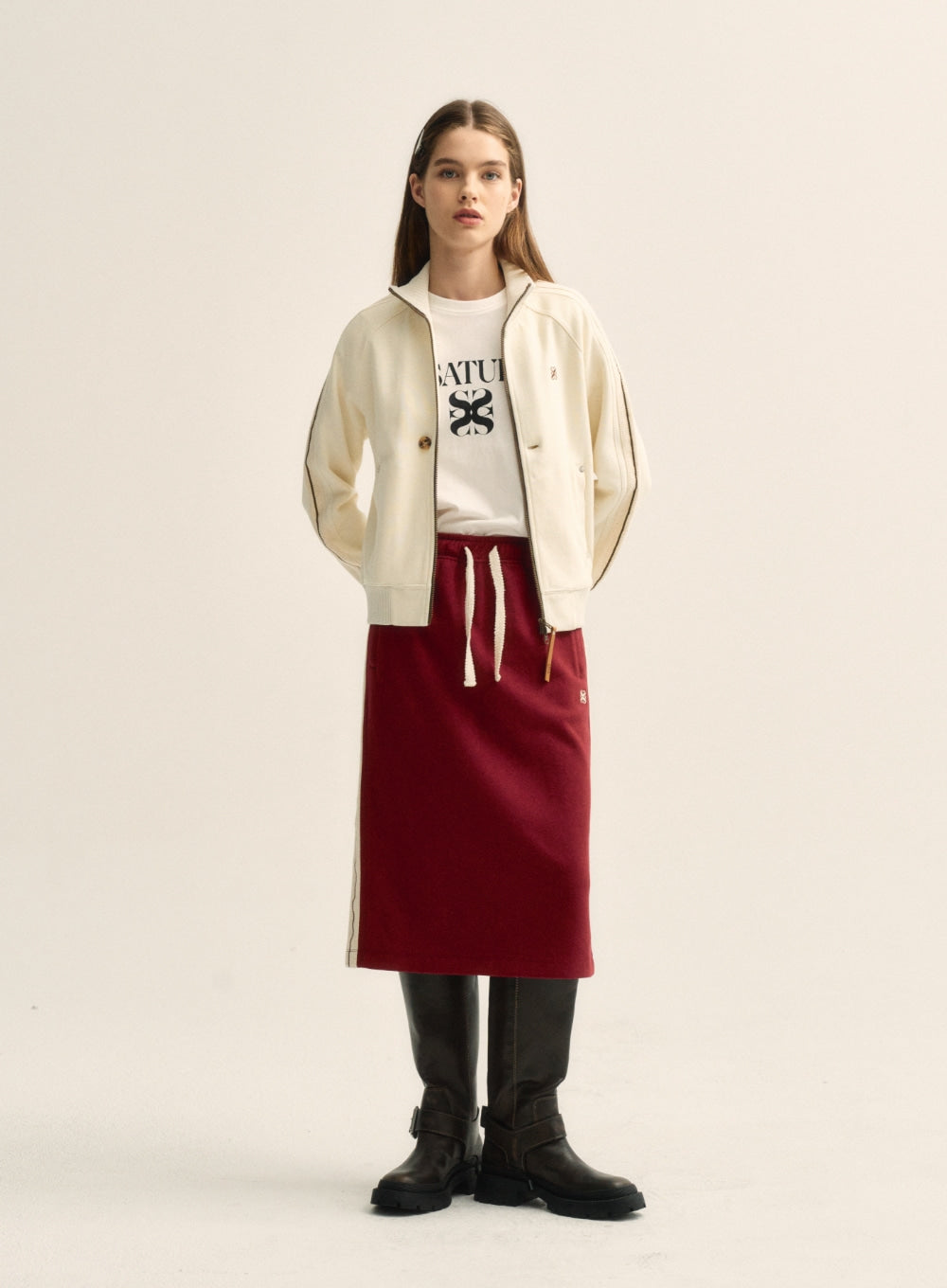 [satur] (W) Lawton Midi Skirt - Burgundy
