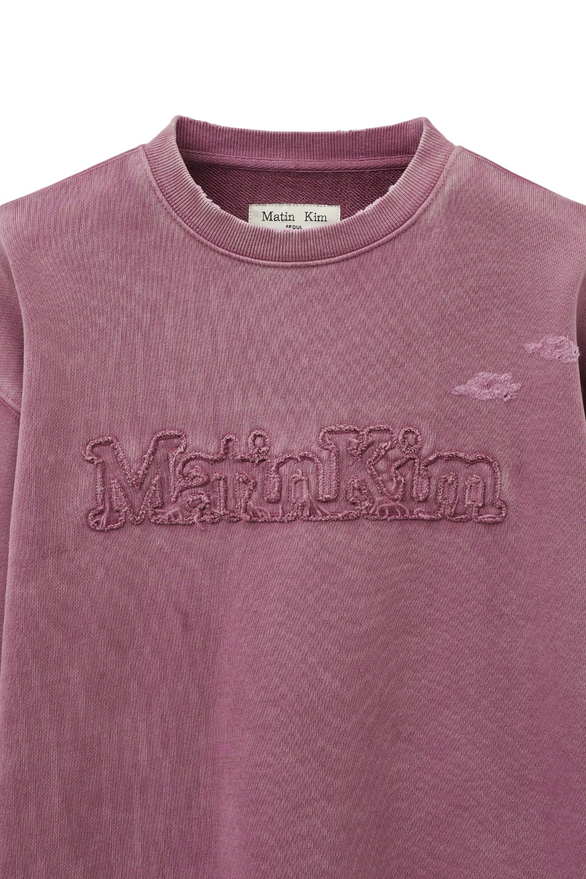 [matinkim] VINTAGE COLOR DYING LOGO SWEATSHIRT IN PINK