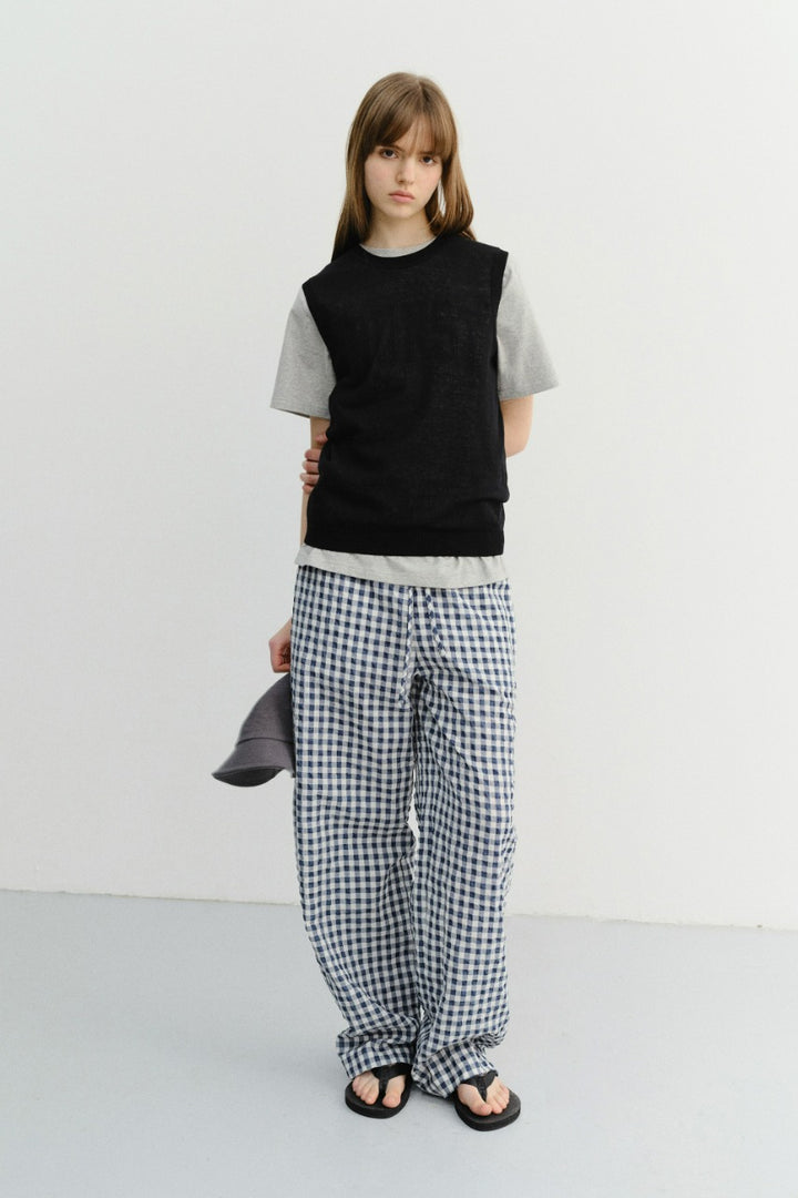 Dunst Unisex Checked Pajama Slacks Navy Check