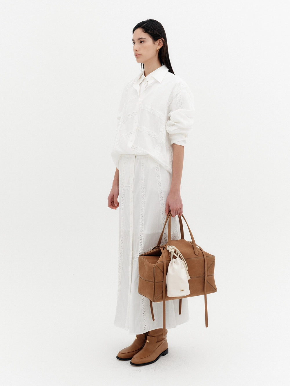 EENK Lace Detail Panel Shirt - White