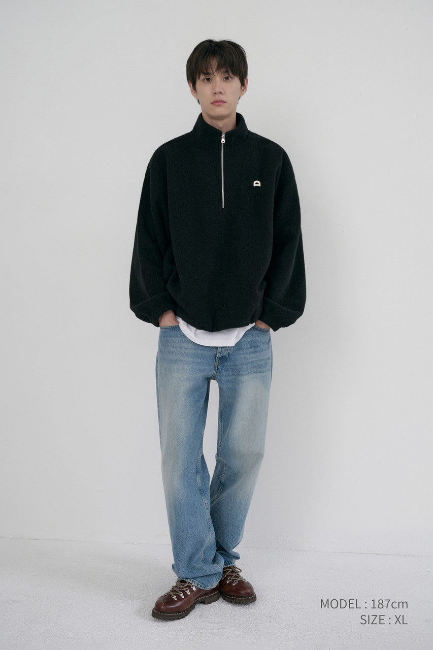 Dunst Unisex Half Zip-Up Fleece Sweatshirt Black