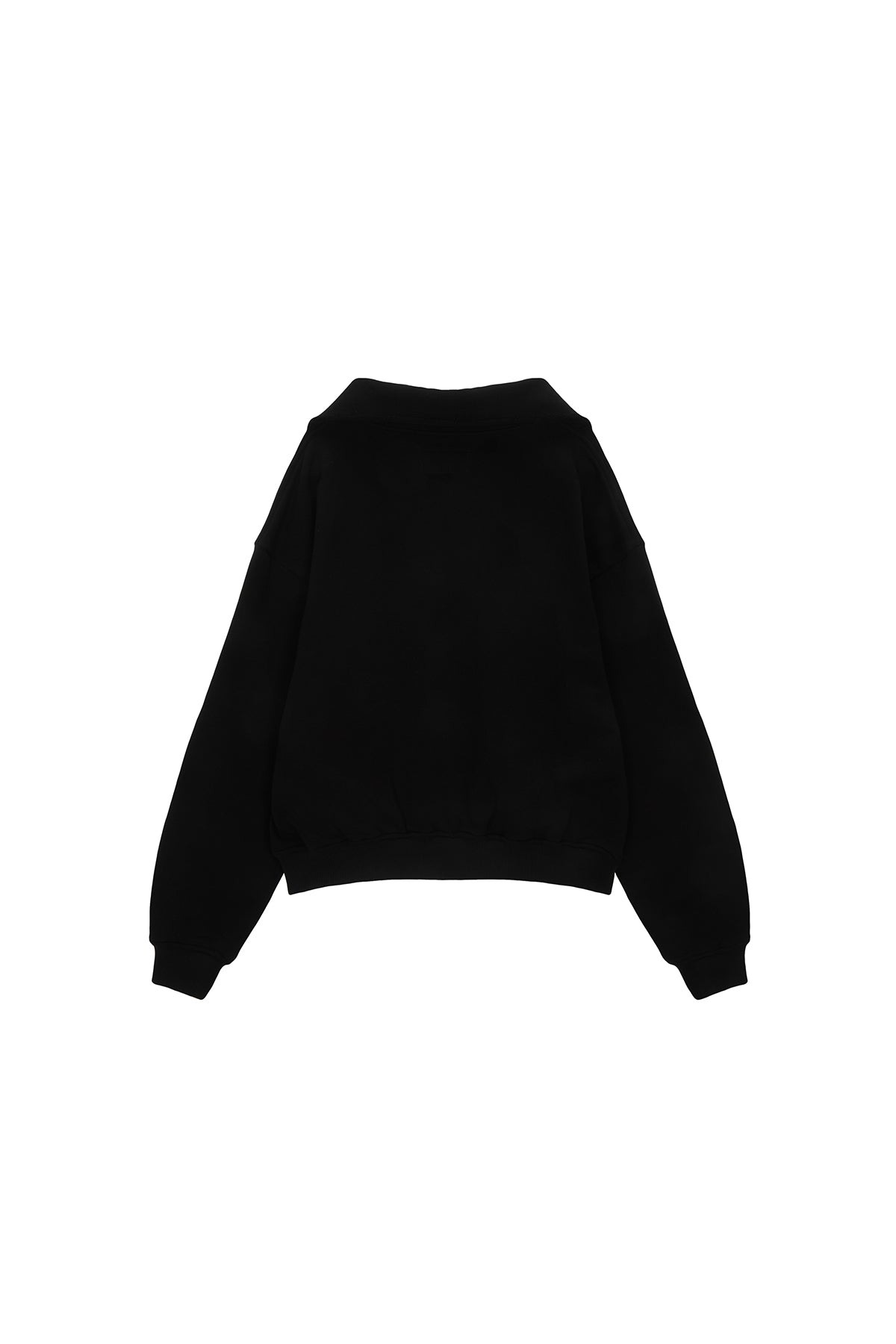 [matinkim] CUTTED LOGO HALF ZIP SWEATSHIRT IN BLACK