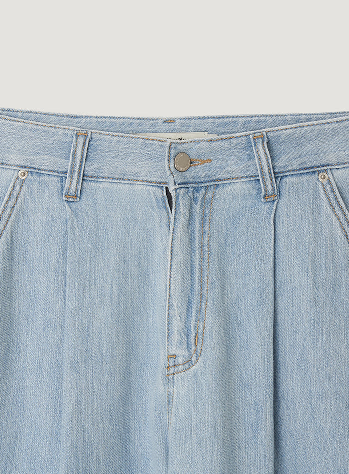 Mango Maniplease Dew Pintuck Jeans Light Blue