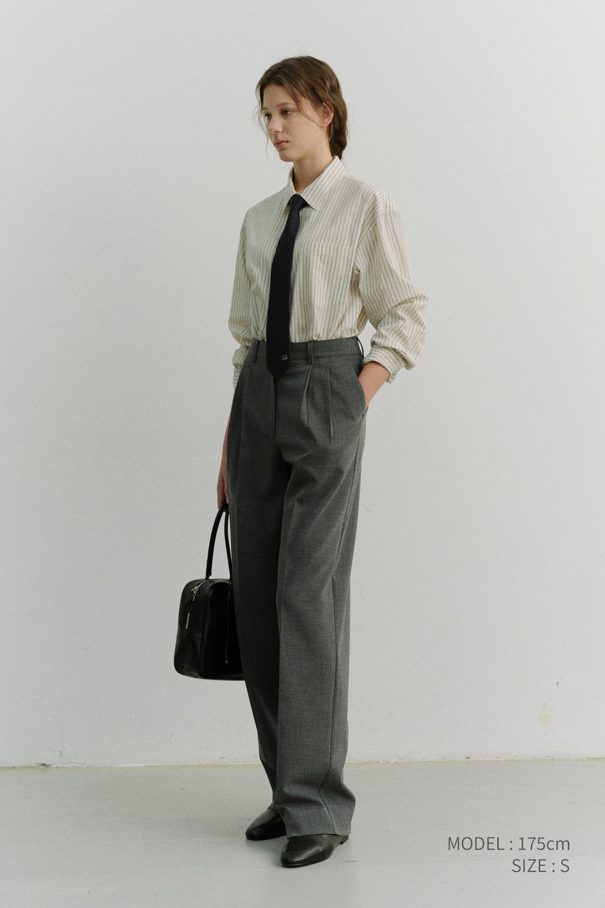 Dunst Double Pleated Slacks Melange Grey