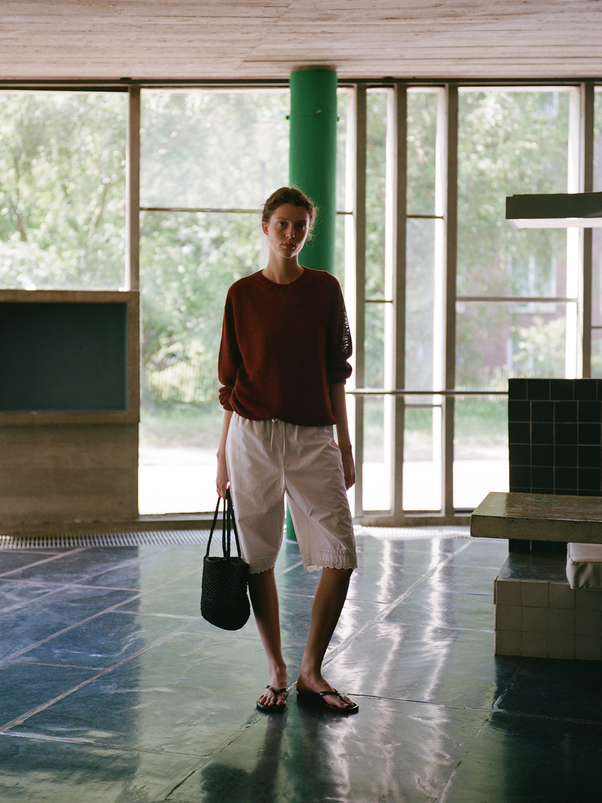 Nothing Written Light mesh pullover knit (Brick)