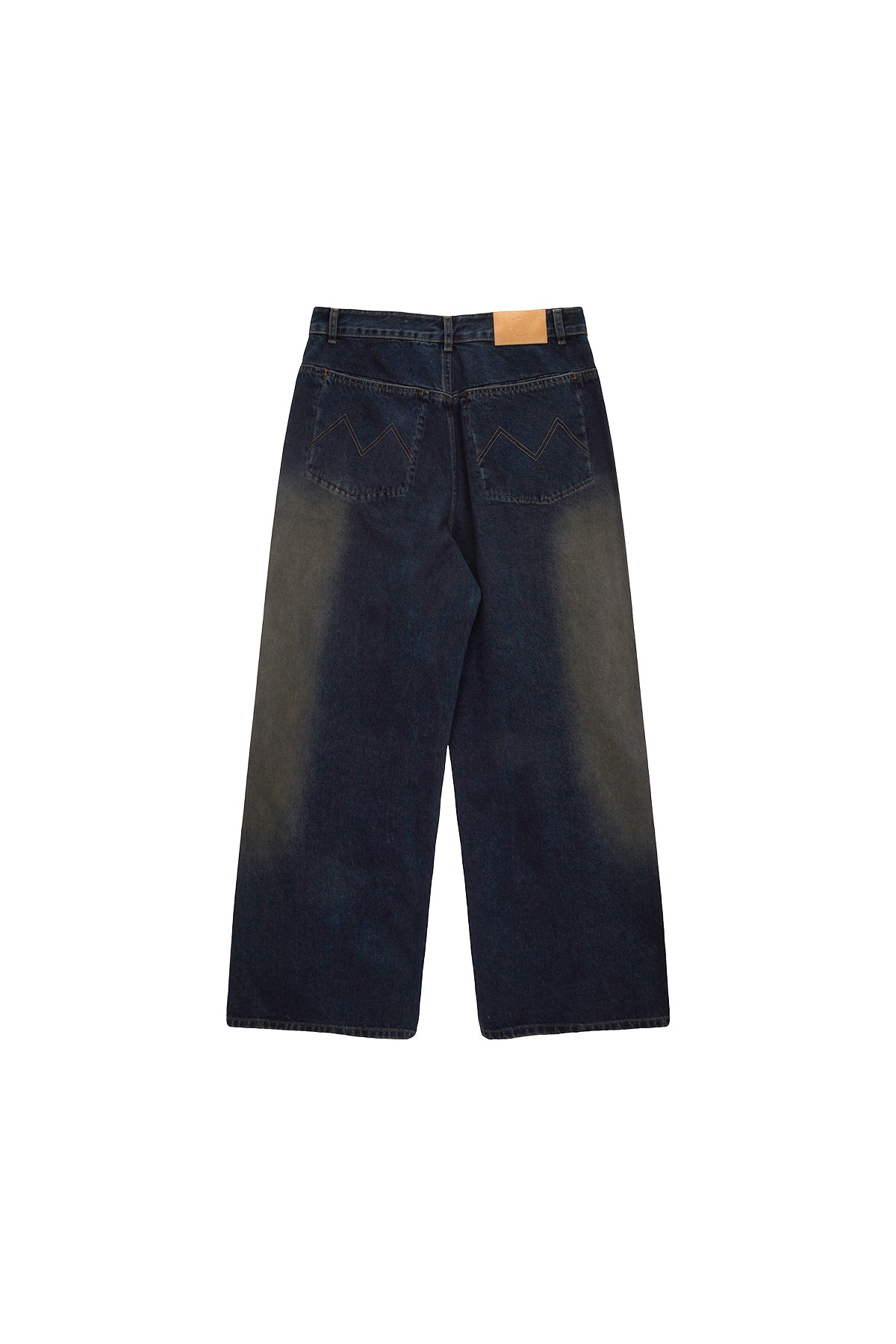 [matinkim] SIDE BRUSH WASHED DENIM PANTS FOR MEN IN NAVY