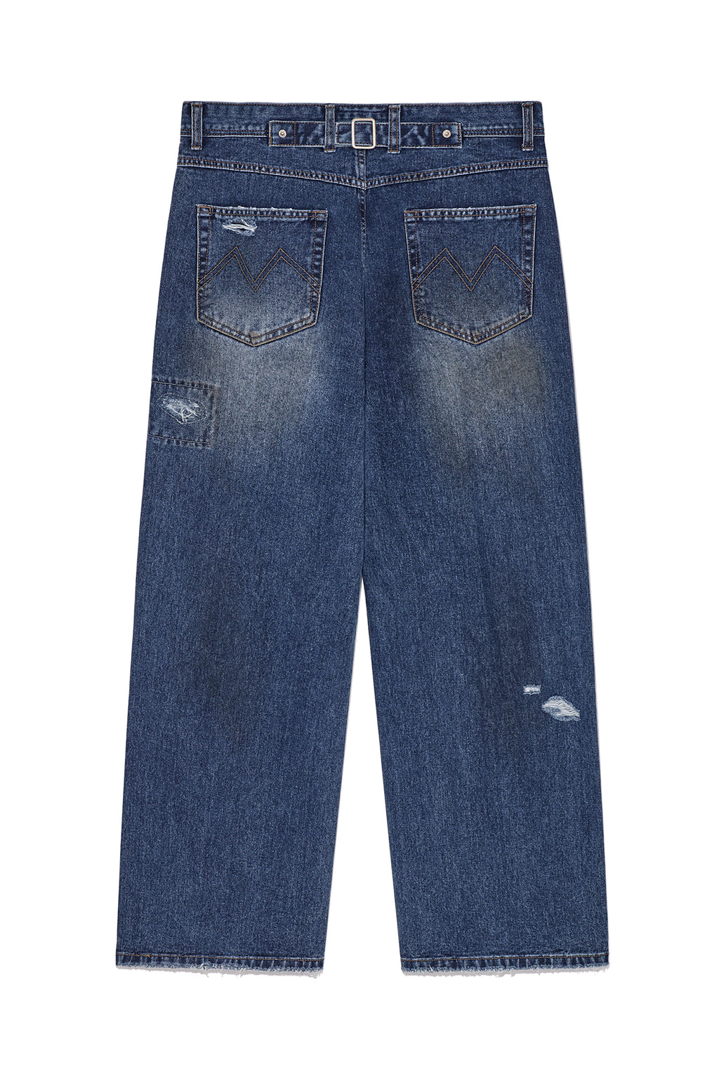 Matinkim Destroyed Vintage Wide Denim Pants For Men IN Blue