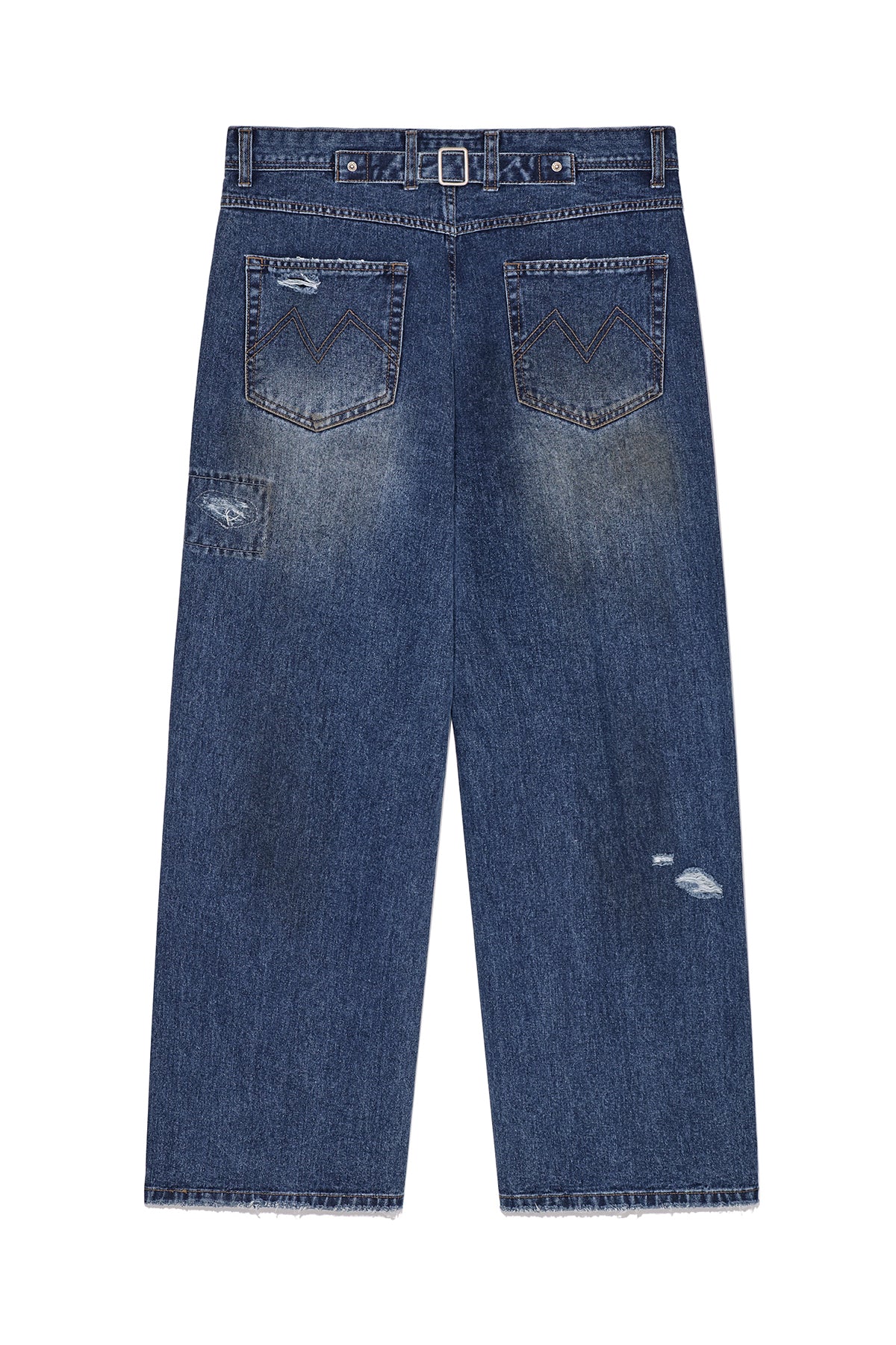 [matinkim] DESTROYED VINTAGE WIDE DENIM PANTS FOR MEN IN BLUE