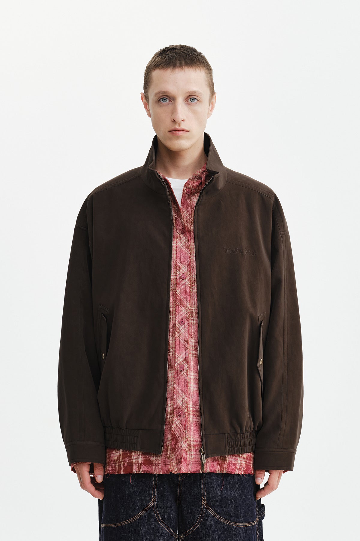 Matinkim Small Logo Faux Suede High Neck Jumper IN Brown