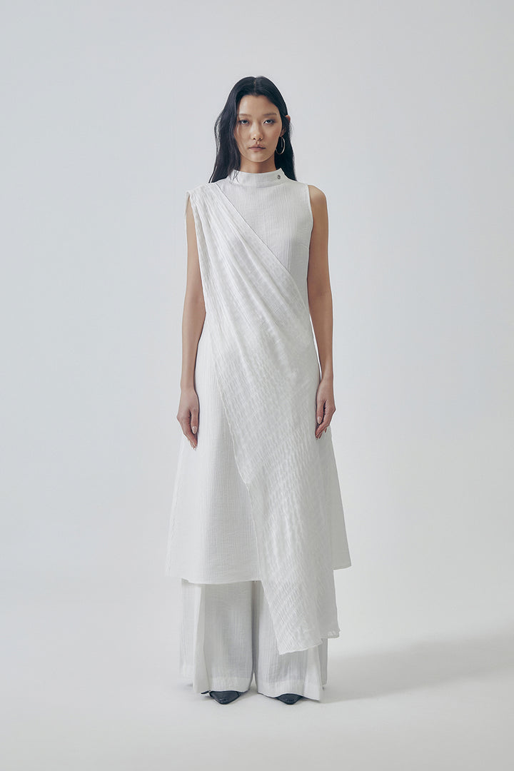 Treemingbird Desert-Inspired Layered Cotton Dress White