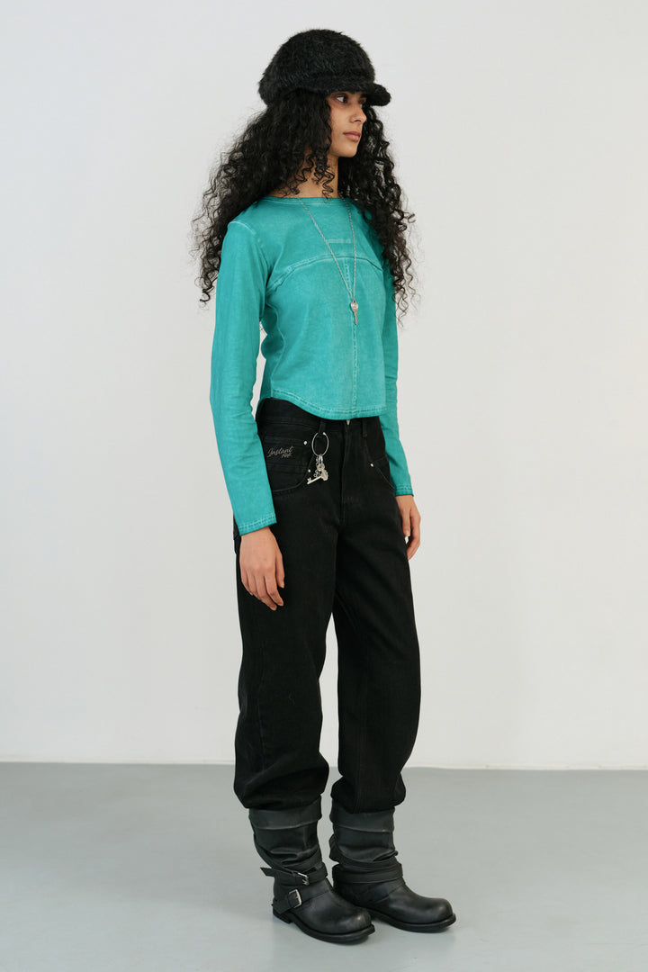 Instantfunk Pigment Cropped Tee - Cyan
