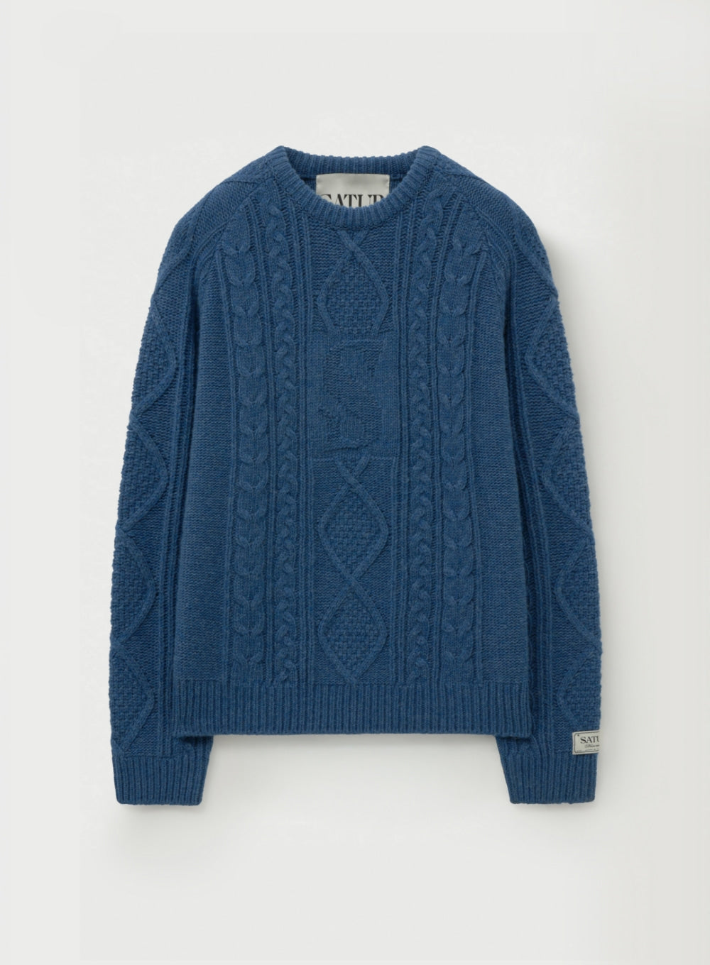[satur] Big Cable Fisherman Pullover Knit - Blue