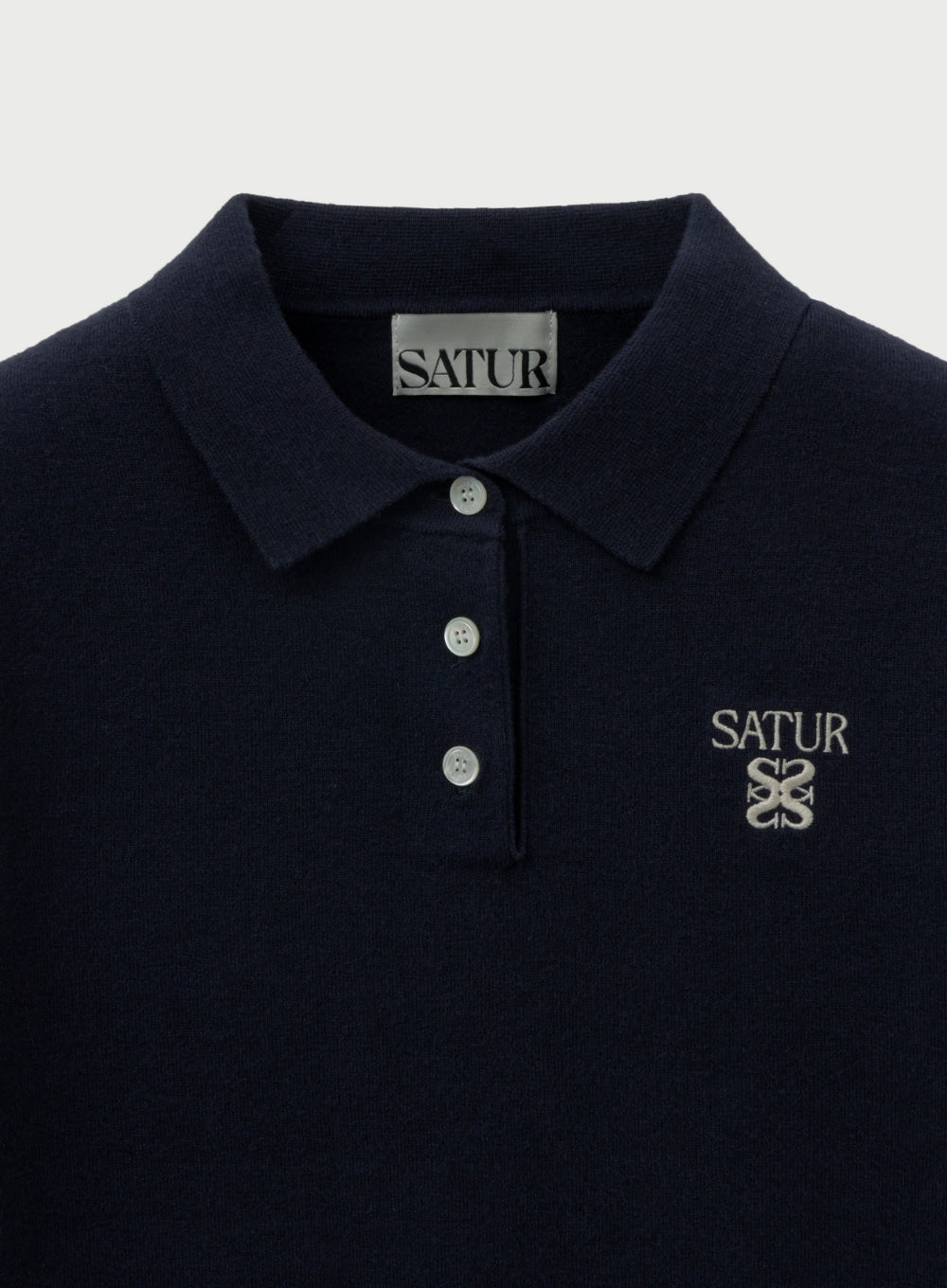 [satur] (W) Basic Polo Knit - Navy