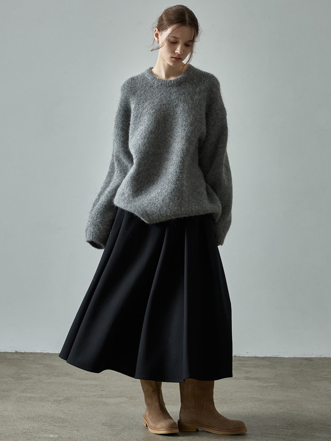 Facade Pattern Tailored Flare Skirt black