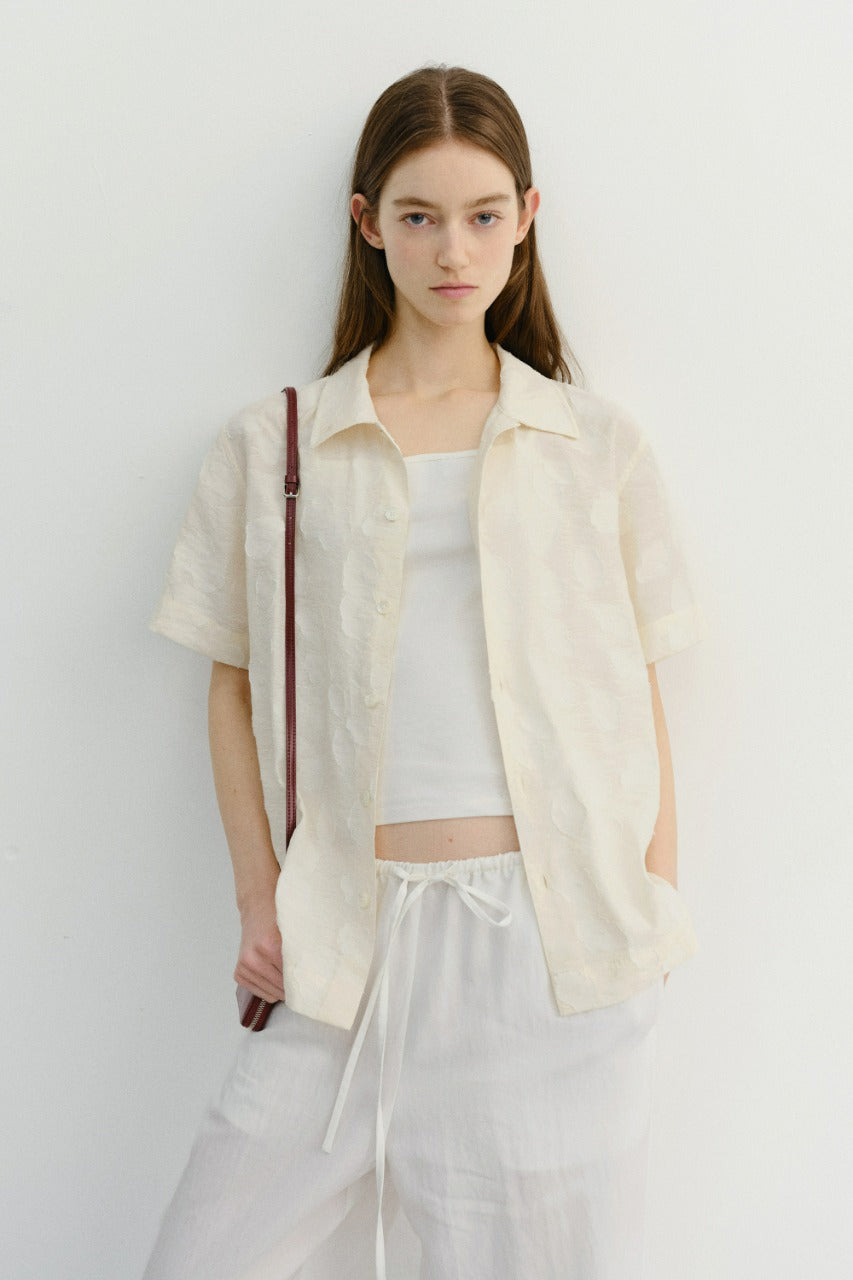 Dunst Unisex Holiday Jacquard Shirt Cream Jacquard
