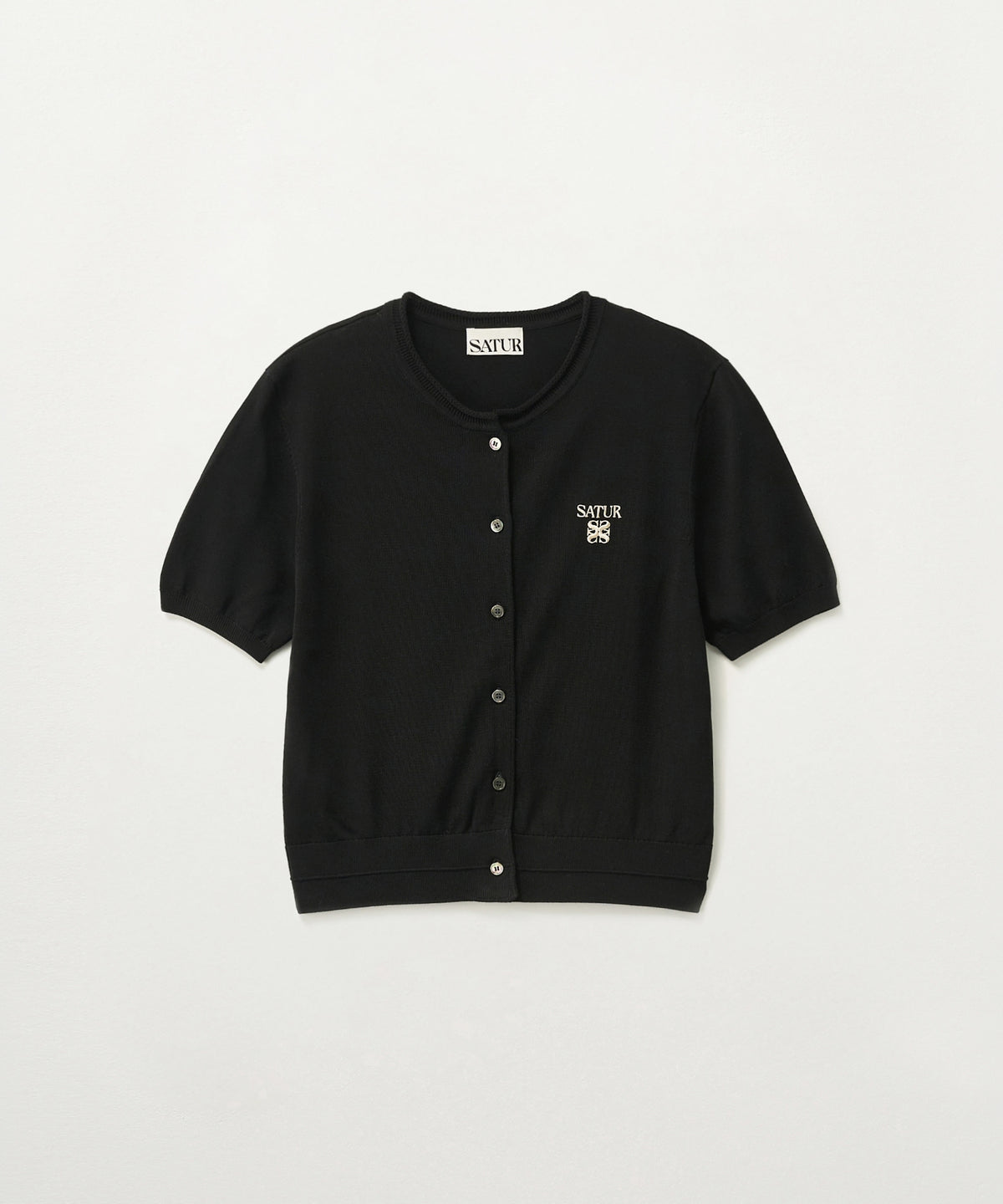 Satur (W) Fine Half Crewneck Cardigan - Black