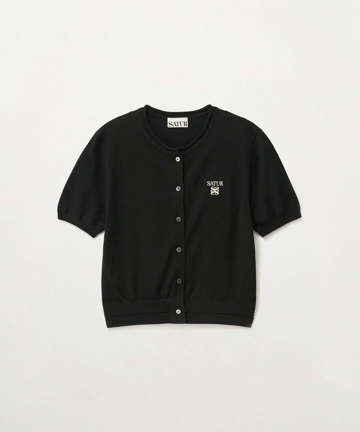Satur (W) Fine Half Crewneck Cardigan - Black
