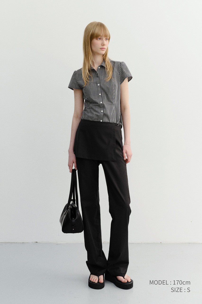 Dunst Skirt Layered Slim Pants Black