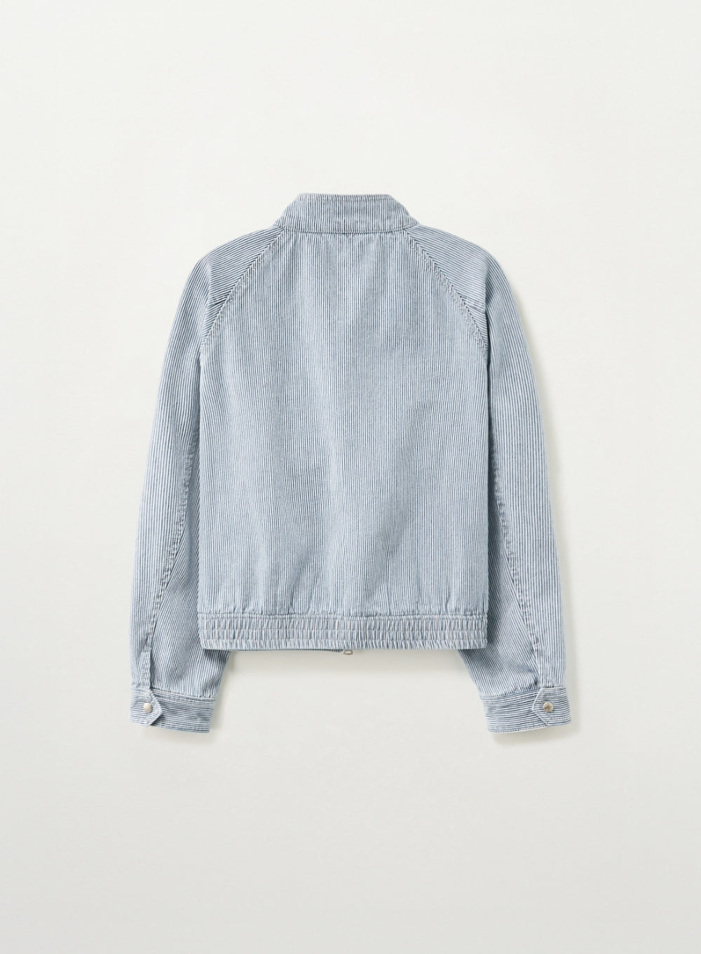 Satur Stripe Denim Harrington Jacket - Light Blue