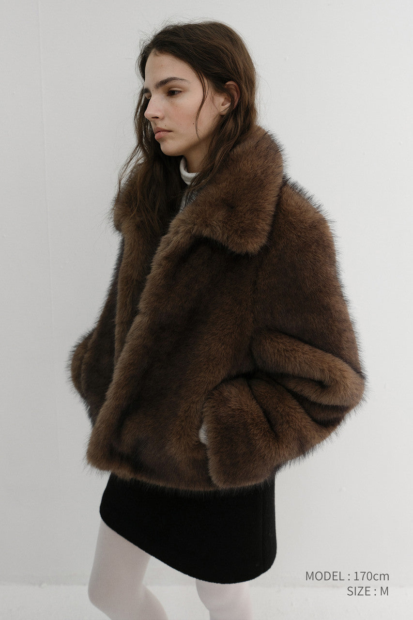 Dunst Cropped Fur Jacket Brown