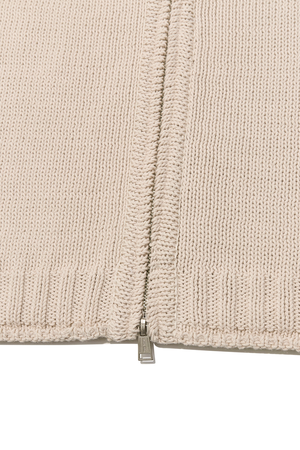 [matinkim] APPLIQUE LOGO PATCH KNIT ZIP UP FOR WOMEN IN LIGHT BEIGE