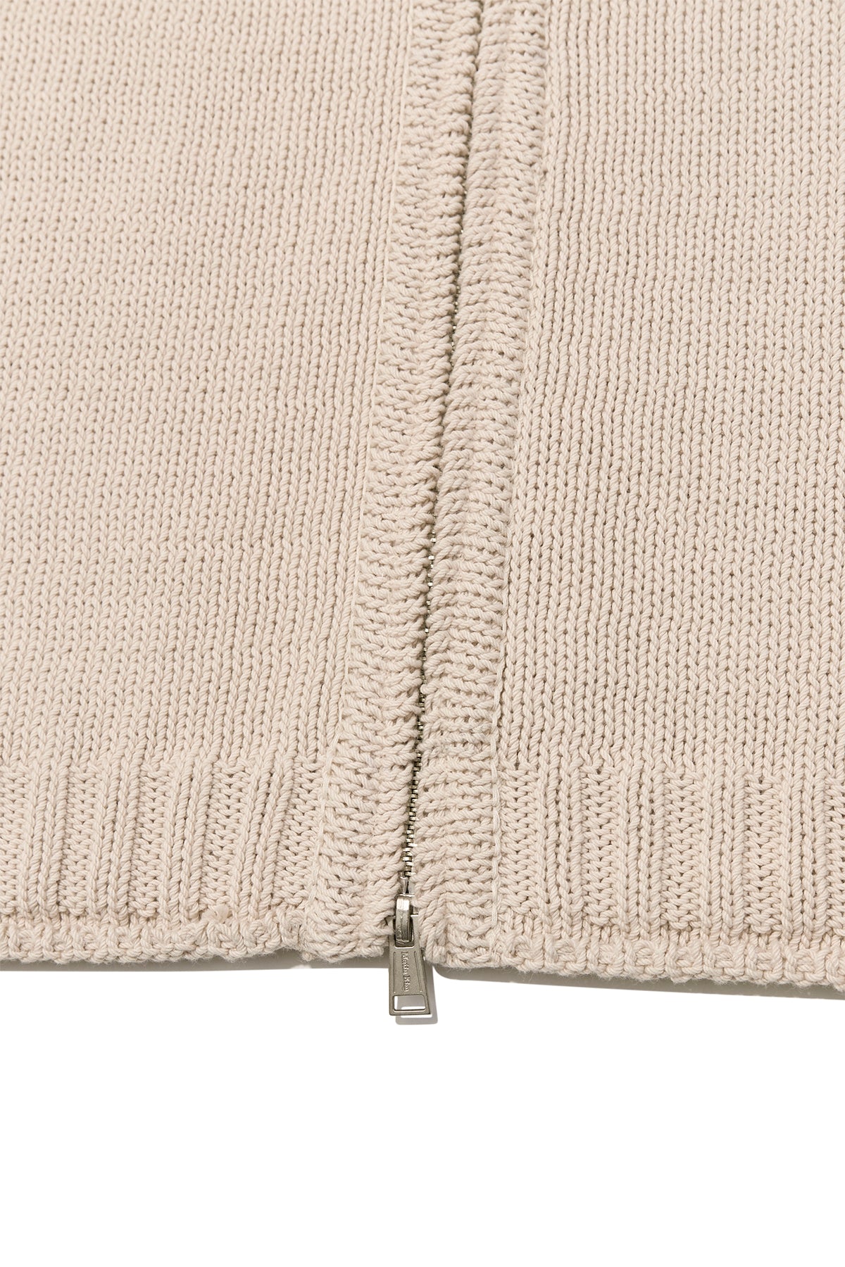 [matinkim] APPLIQUE LOGO PATCH KNIT ZIP UP FOR WOMEN IN LIGHT BEIGE