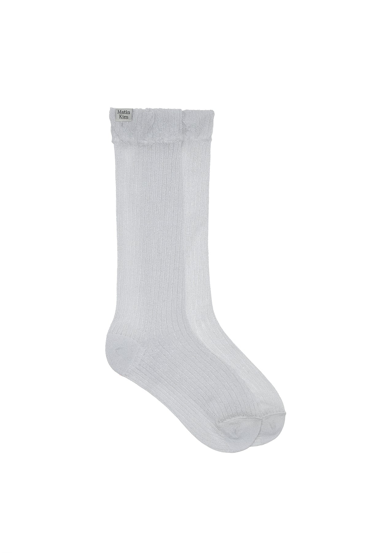 [matinkim] Glow Sheer Crew Socks IN Light Grey