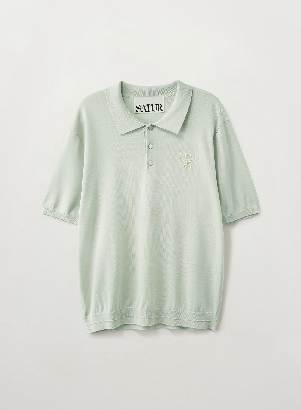 Satur Classic Collar Half Knit - Mint
