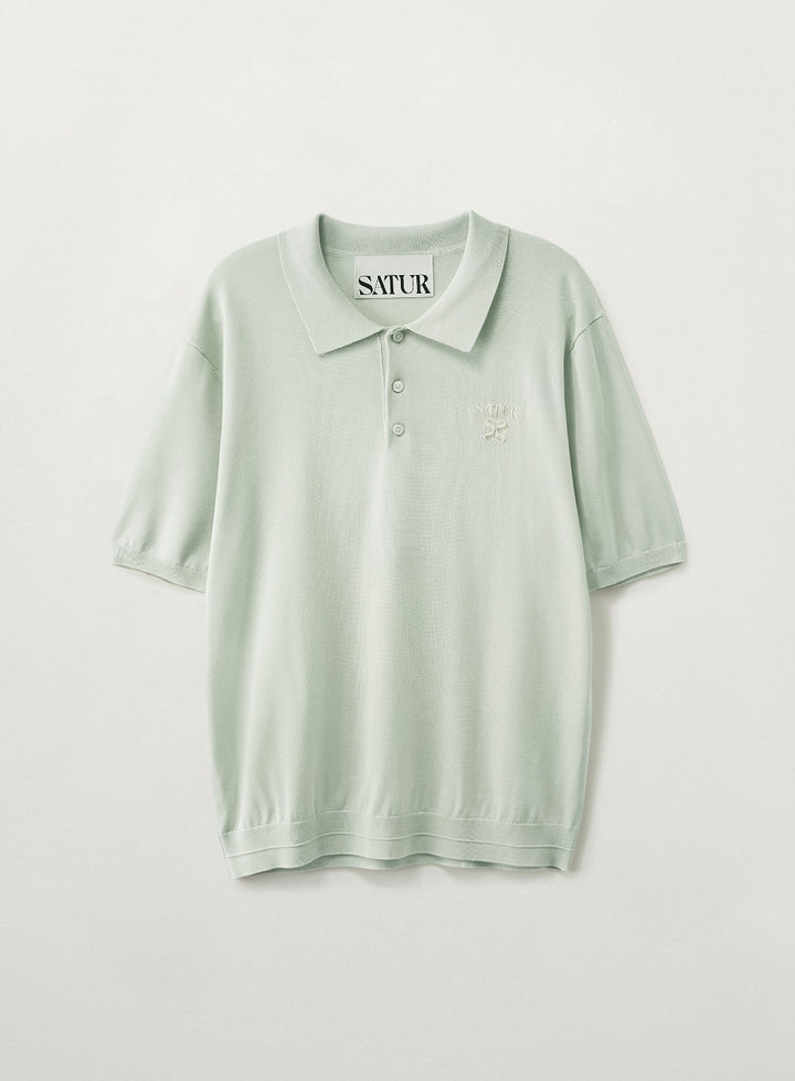 Satur Classic Collar Half Knit - Mint
