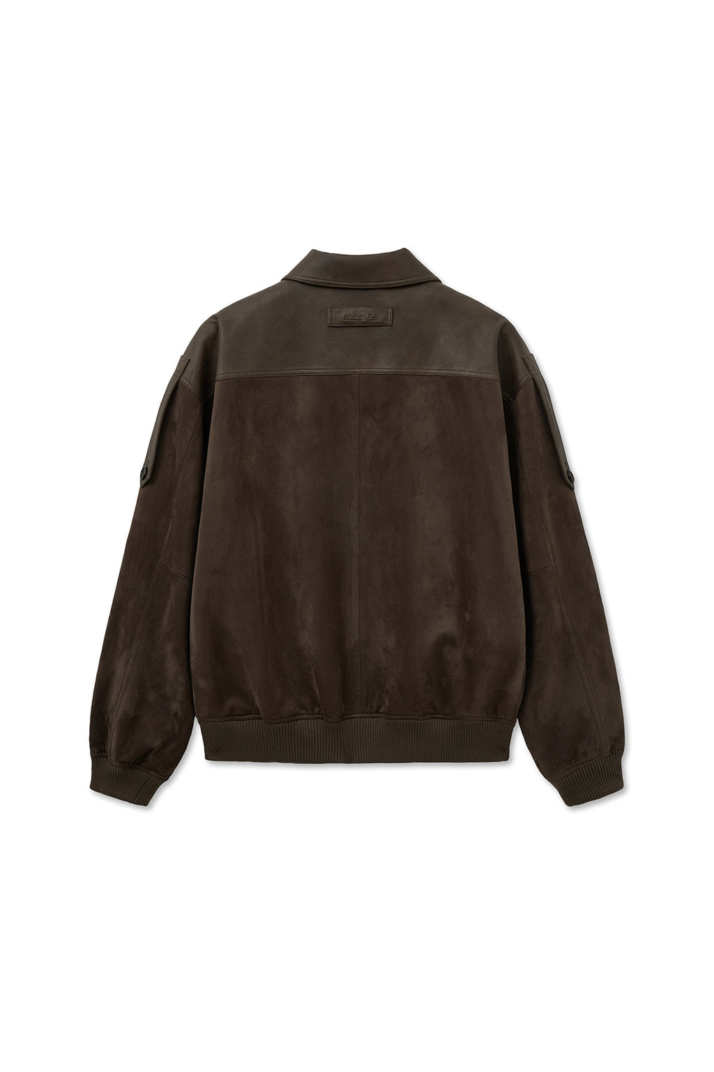 [matinkim] SUEDE MIX LEATHER ZIP UP JUMPER FOR MEN IN BROWN