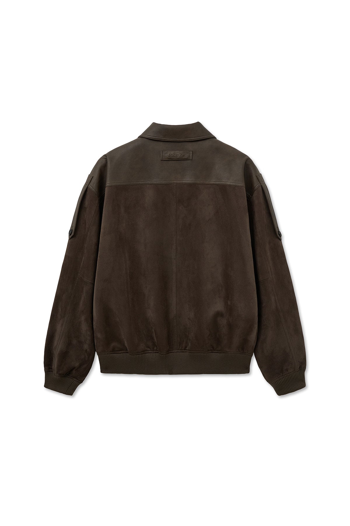 [matinkim] SUEDE MIX LEATHER ZIP UP JUMPER FOR MEN IN BROWN