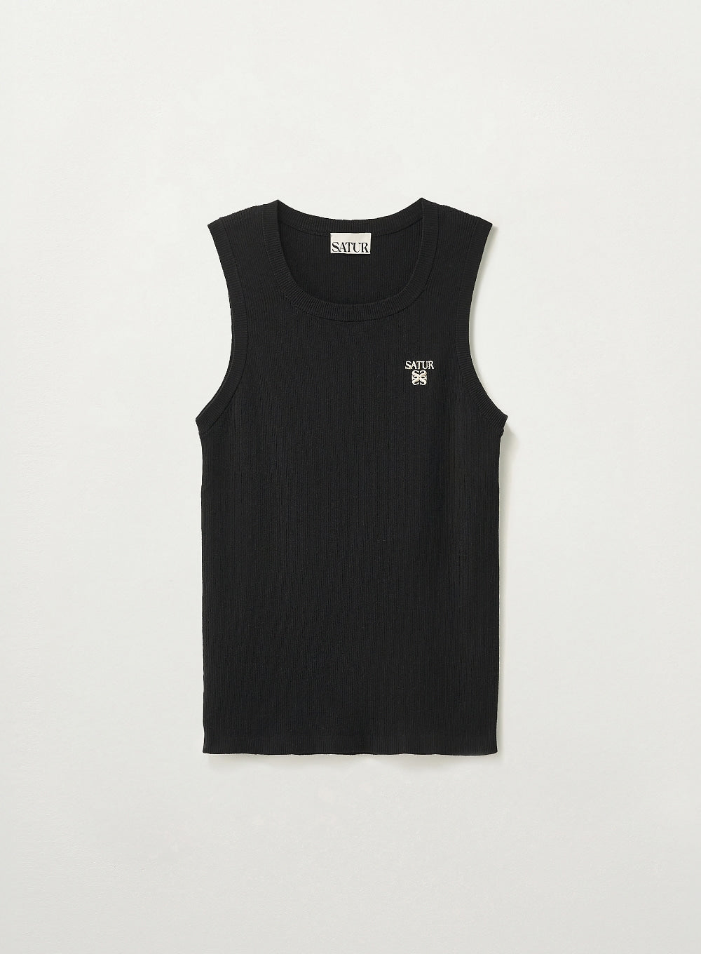 Satur Logo Ribbed Sleeveless - Black