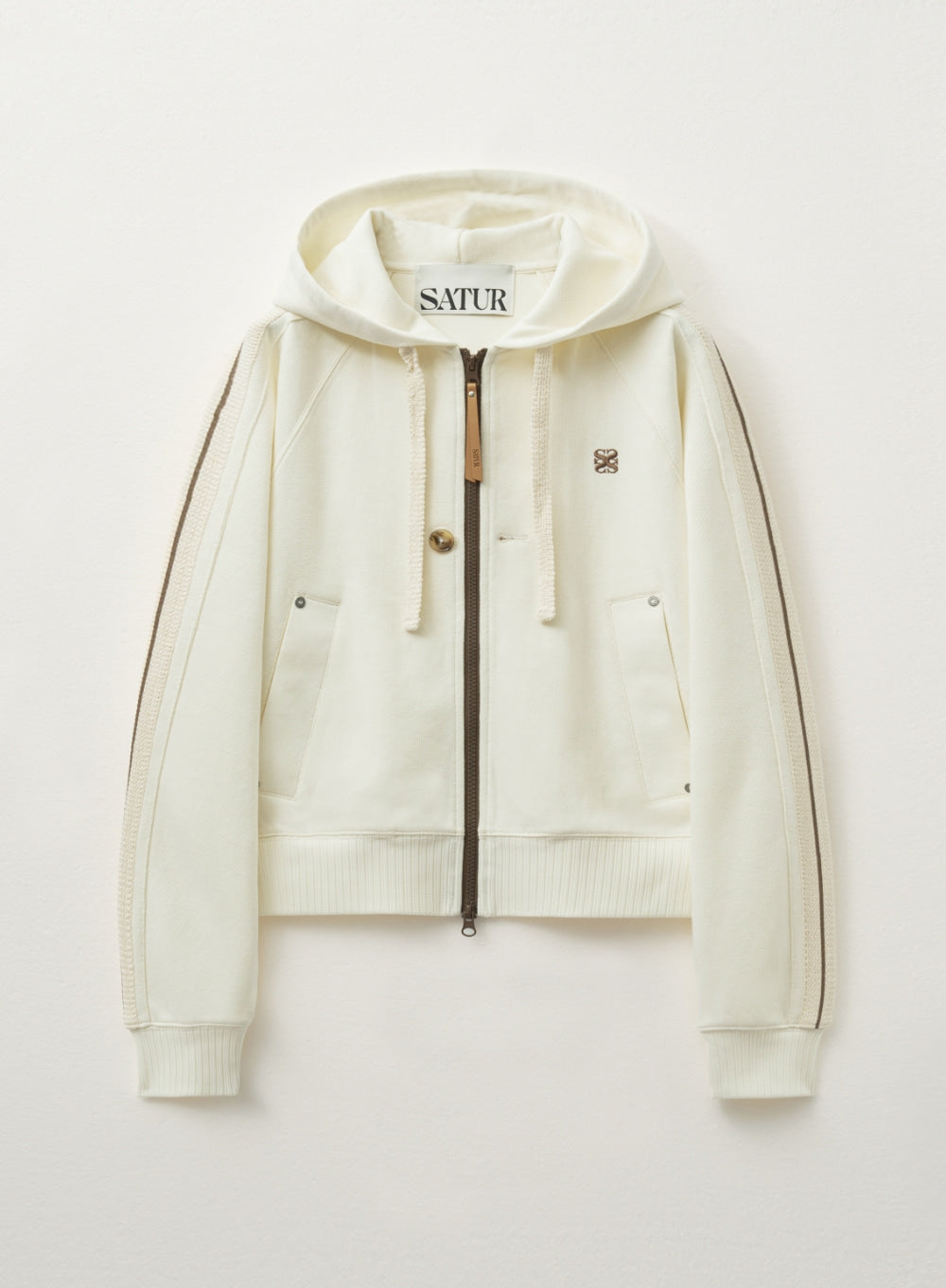 [satur] (W) Lawton Loose Fit Hood Zip-up - Resort Cream