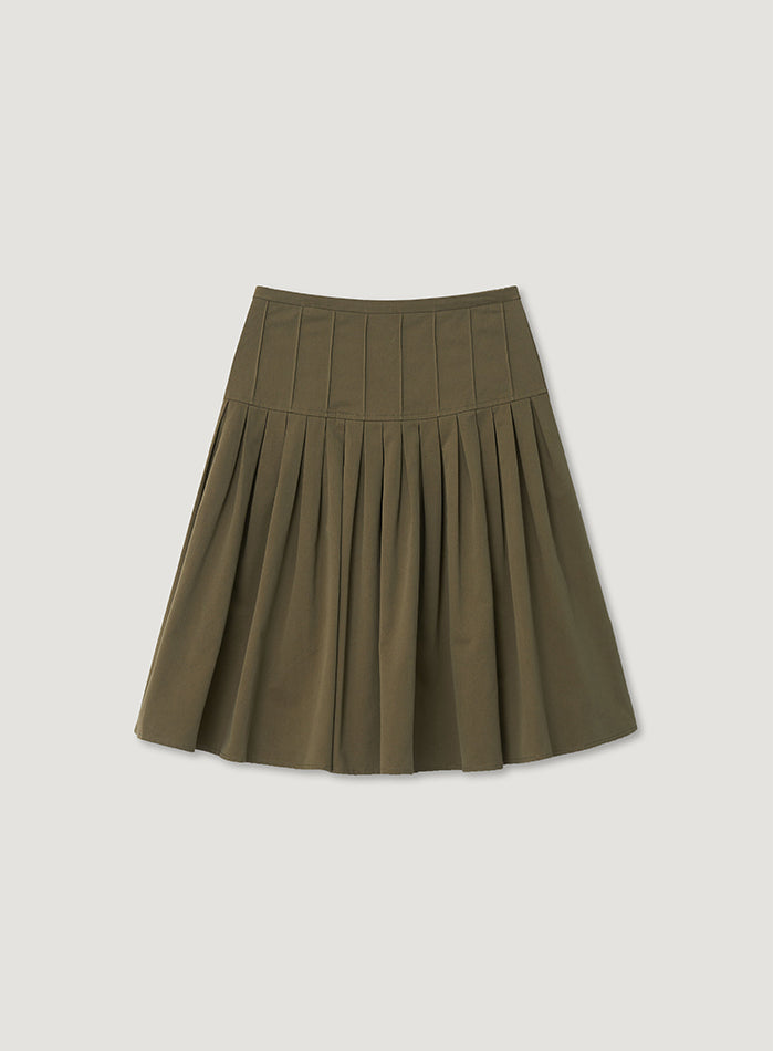 Mango Maniplease Budie Pleats Skirt Khaki Beige