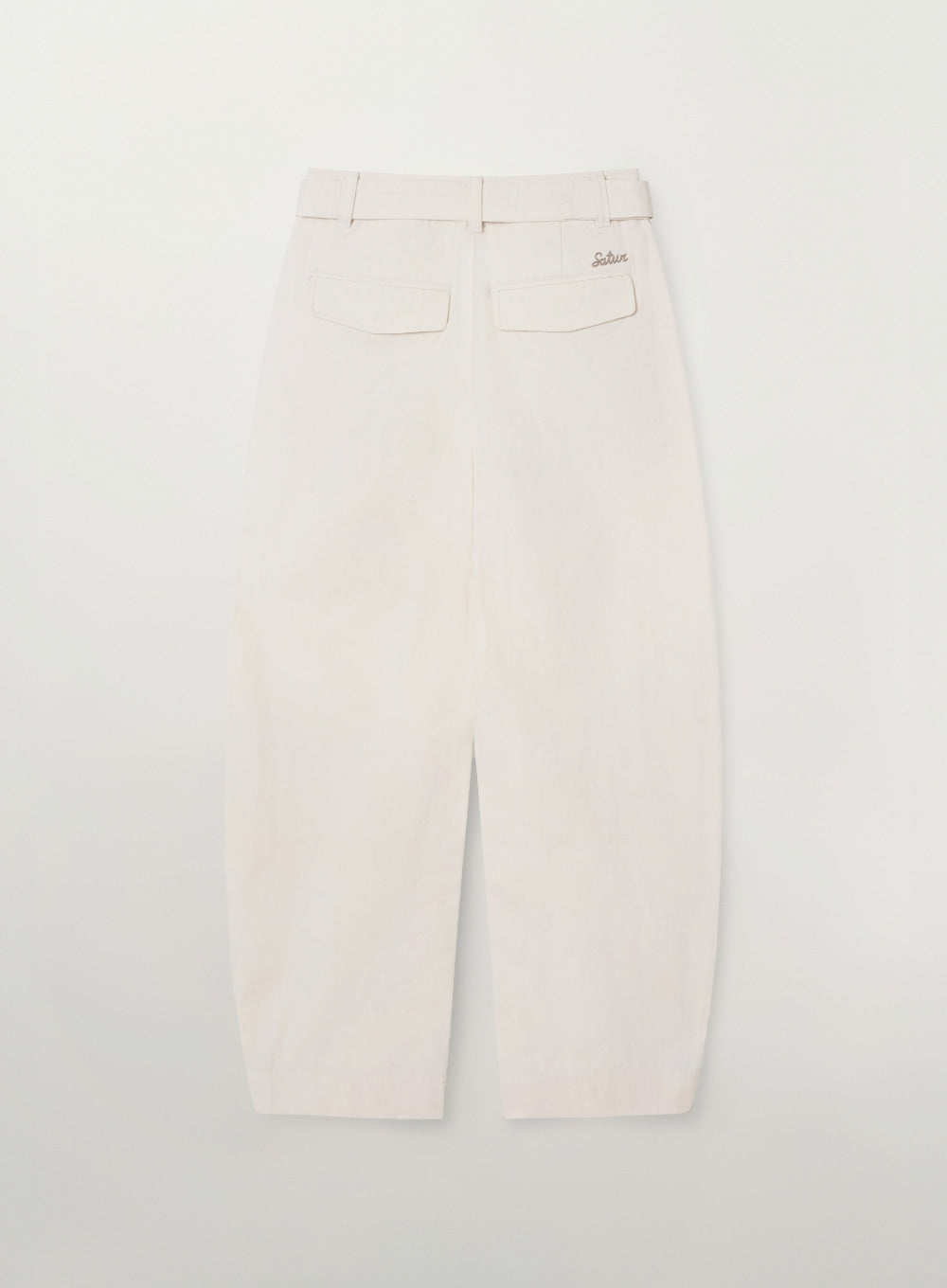 Satur Belted Cotton Barrel Fit Pants - Cream